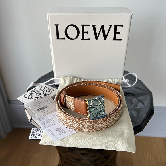 SOLD LOEWE Anagram Web Leather Buckle Belt - Picture 5 of 13
